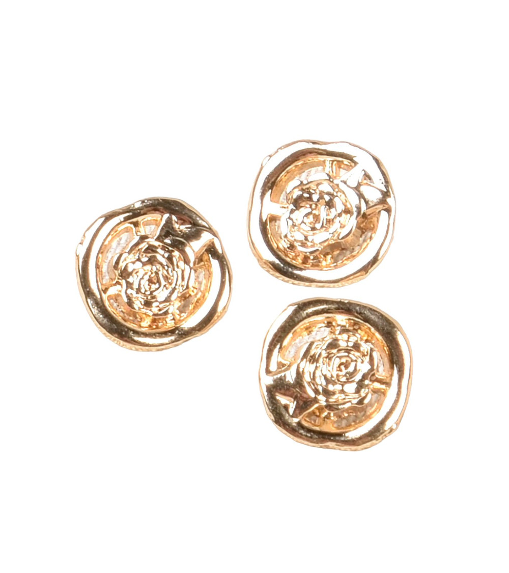Round button pink alloy round 12mm gold