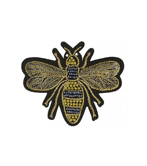 Large embroidered bee iron-on patch