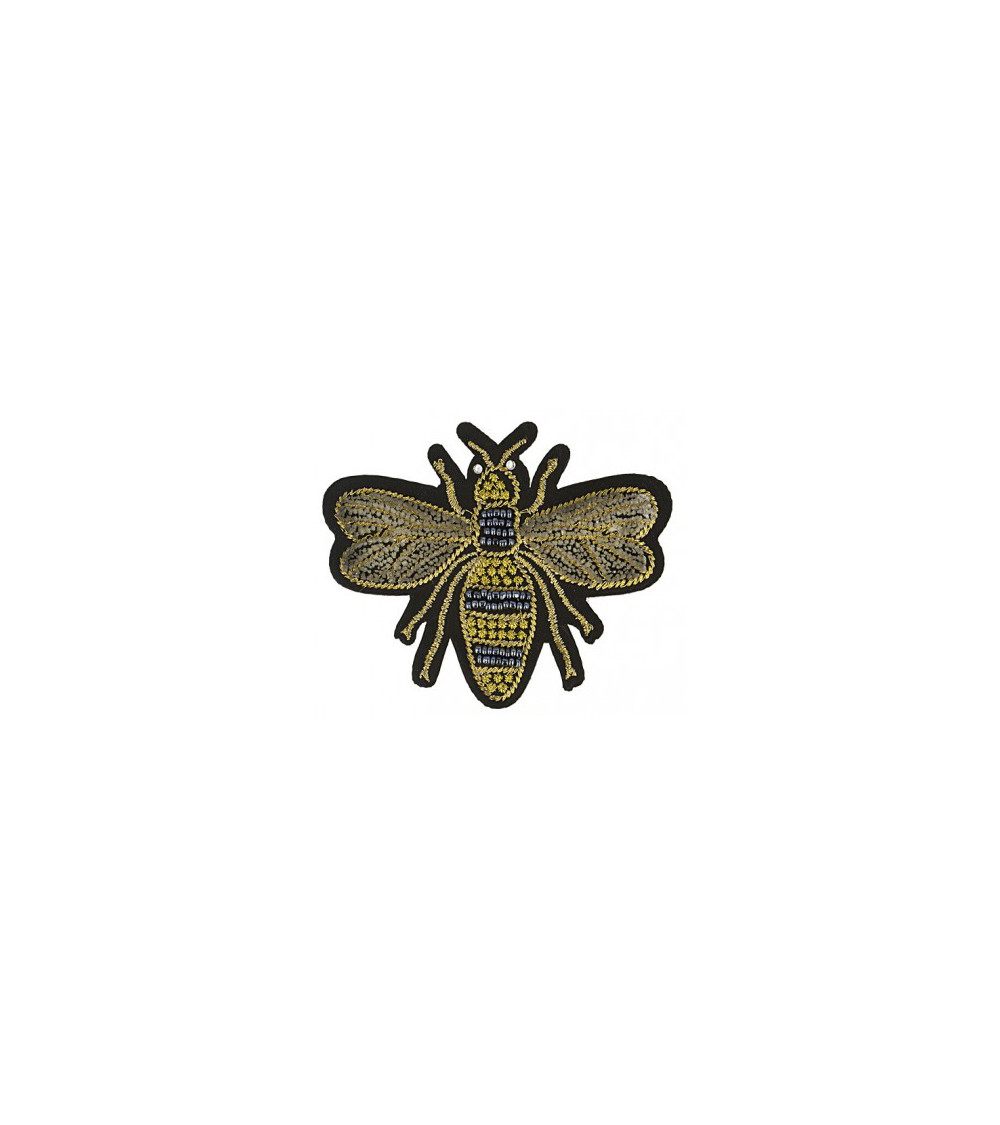 Large embroidered bee iron-on badge