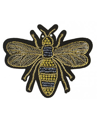 Large embroidered bee iron-on badge