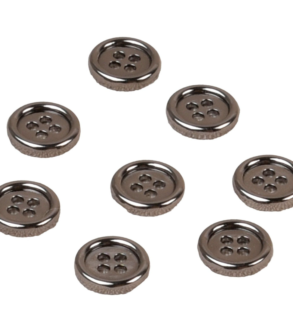 Bouton alliage 4 trous 10mm gris foncé