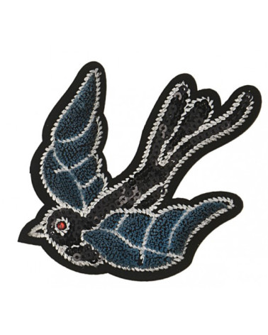 Large embroidered swallow iron-on badge