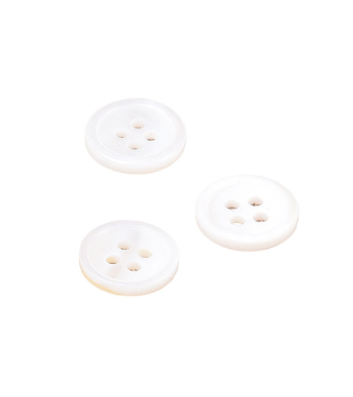 Bouton rond coquillage 4 trous 11mm blanc