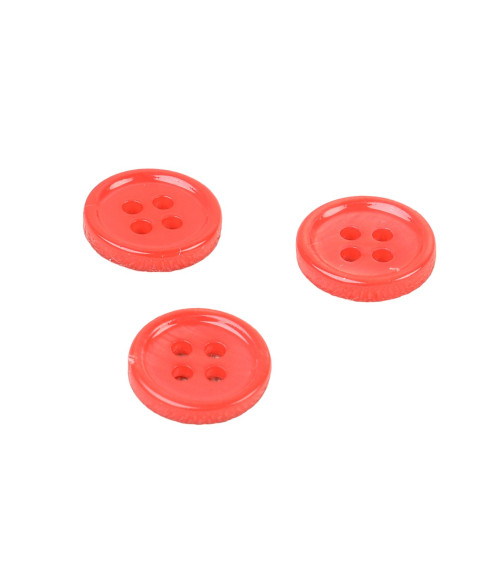 Bouton rond coquillage 4 trous 11mm rouge