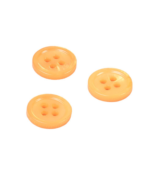 Bouton rond coquillage 4 trous 11mm orange