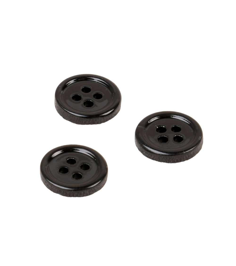 Bouton rond coquillage 4 trous 11mm noir