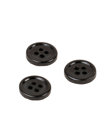 Round shell button 4 holes 11mm black