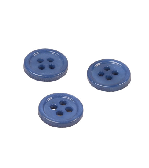 Bouton rond coquillage 4 trous 11mm bleu marine foncé