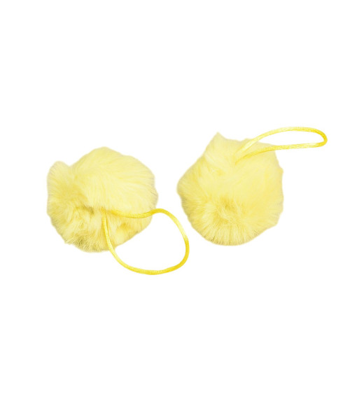 Pompon fourrure artificielle 50x60mm jaune fluo