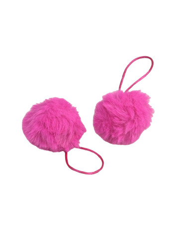Artificial fur pompom 50x60mm neon pink