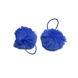 Pompon fourrure artificielle 50x60mm bleu fluo