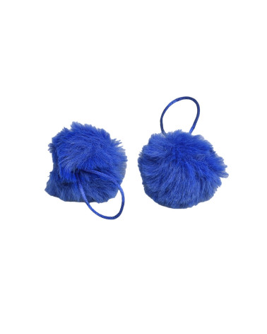 Pompon in pelliccia artificiale 50x60mm blu neon
