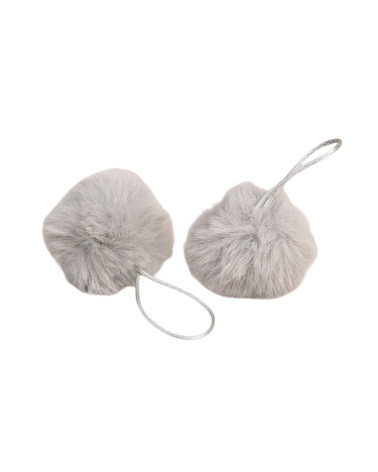 Artificial fur pompom 50x60mm light gray