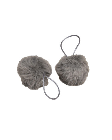 Pompon in pelliccia artificiale 50x60mm grigio scuro