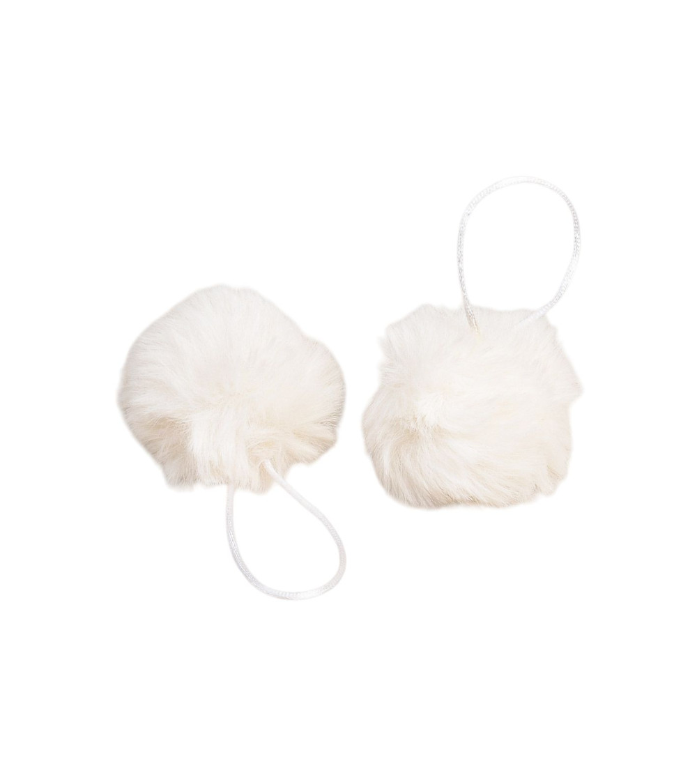 Pompón de pelo artificial 50x60mm blanco