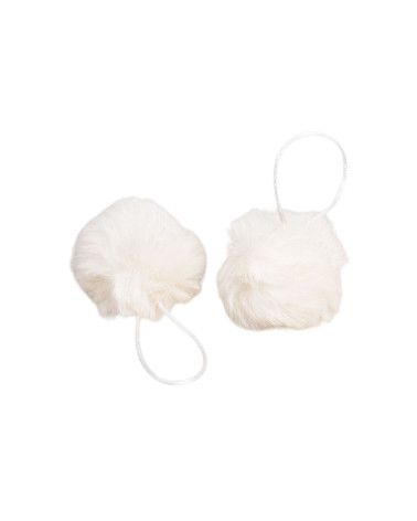 Pompón de pelo artificial 50x60mm blanco