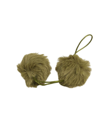 Pompón de pelo artificial 50x60mm verde militar