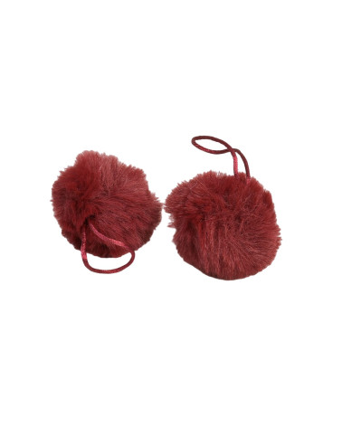Artificial fur pompom 50x60mm burgundy red