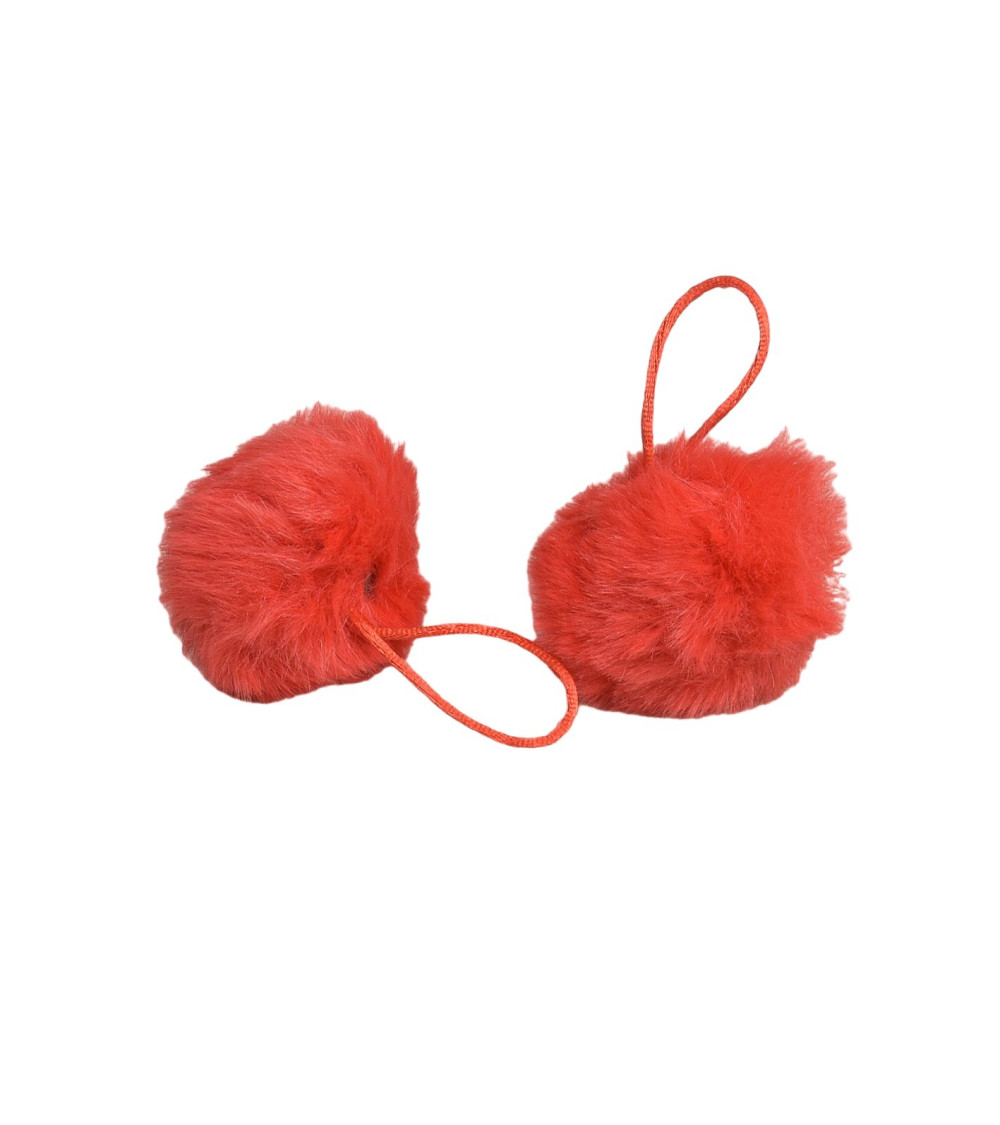 Pompon fourrure artificielle 50x60mm rouge