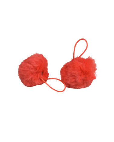Artificial fur pompom 50x60mm red