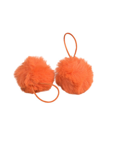 Pompon fourrure artificielle 50x60mm orange fluo
