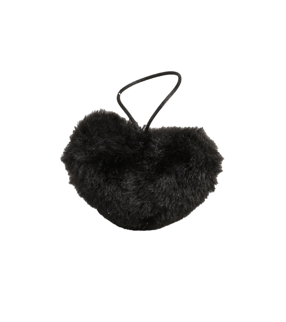 Artificial fur pompom heart 45x 65mm black