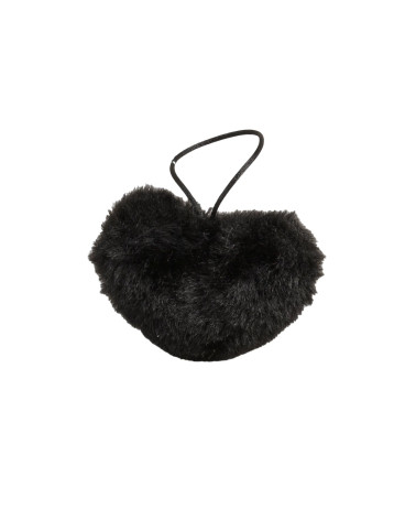Artificial fur pompom heart 45x65mm black