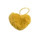 Pompon fourrure artificielle cœur 45x 65mm jaune moutarde