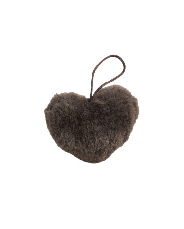Artificial fur pompom heart 45x65mm brown