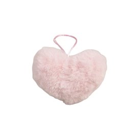 Pompon fourrure artificielle cœur 45x 65mm rose pâle