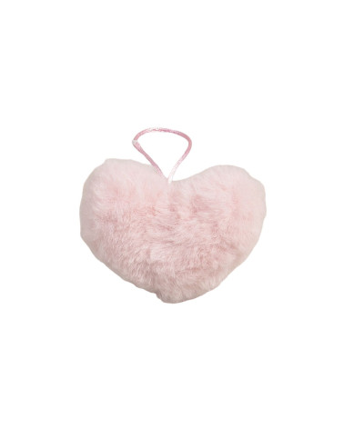 Pompon a cuore in pelliccia artificiale 45x 65 mm rosa pallido