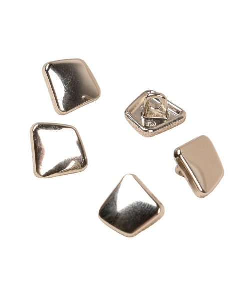 Set of 6 rectangle buttons with alloy shank 12mm silver