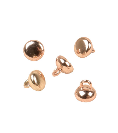 Set of 6 round ball buttons with tail alloy 9mm gold