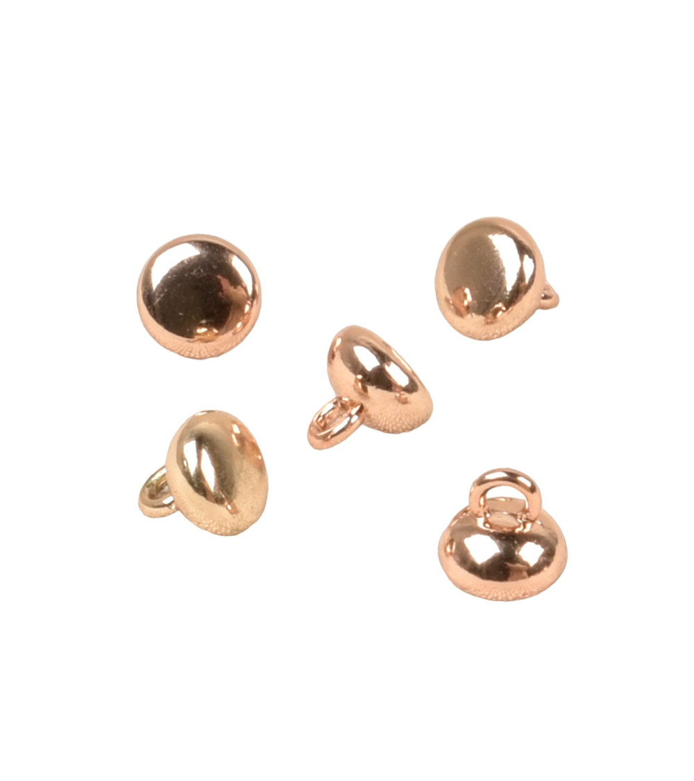 Set of 6 round ball buttons with tail alloy 9mm gold