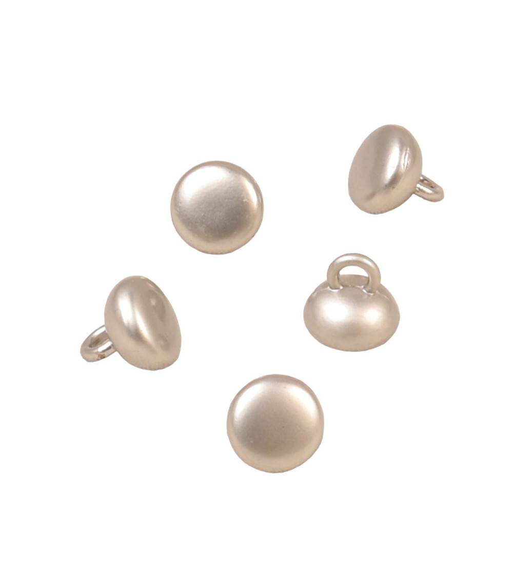 Set of 6 round ball buttons with tail alloy 9mm silver