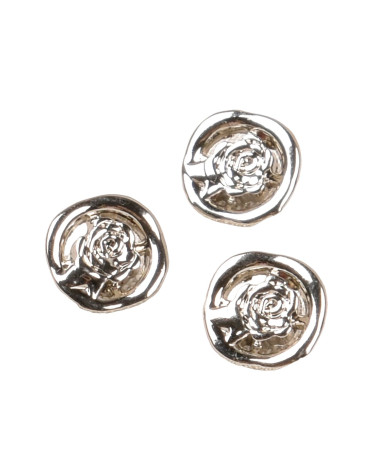 Set di 6 bottoni tondi rotondi in lega rosa da 12 mm color argento