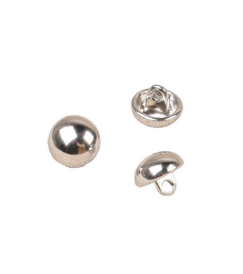 Set of 6 silver ball buttons with tail 10mm