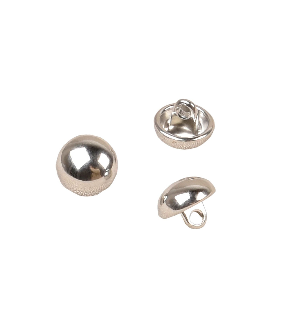 Set of 6 silver ball buttons with tail 10mm