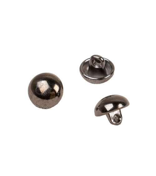 Set of 6 ball buttons with shank 10mm dark gray