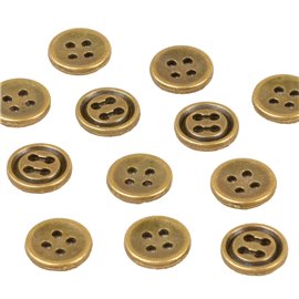 Lot de 6 boutons ronds alliage 4 trous 10mm vieil or