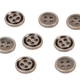 Lot de 6 boutons ronds alliage 4 trous 10mm gris foncé