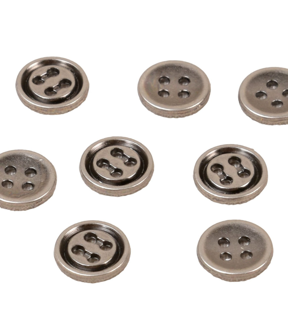 Lot de 6 boutons ronds alliage 4 trous 10mm gris foncé