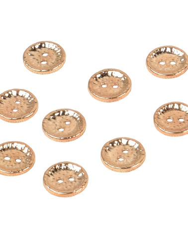 Set of 6 round alloy buttons 4 holes 11mm gold