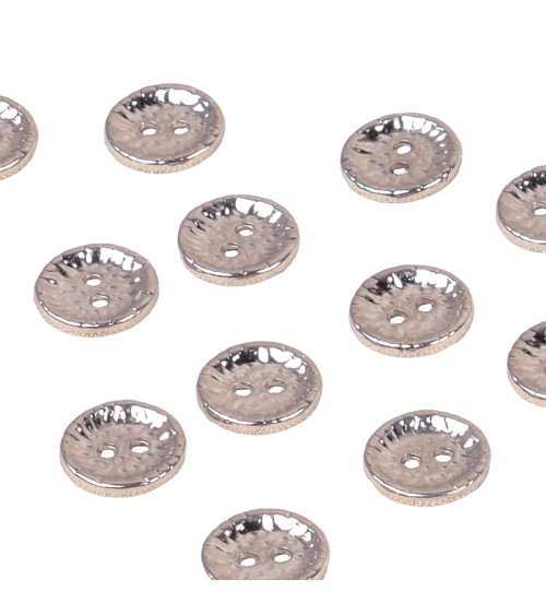 Lot de 6 boutons ronds alliage 4 trous 11mm argent