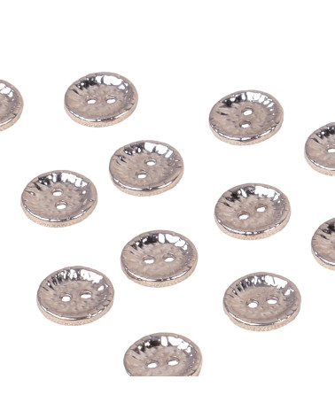 Set of 6 round alloy buttons 4 holes 11mm silver