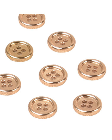 Set mit 6 Knöpfen aus Legierung, 4 Löcher, 10 mm, Gold