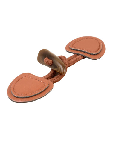 Set of 6 faux leather frogs 155mm havana brown