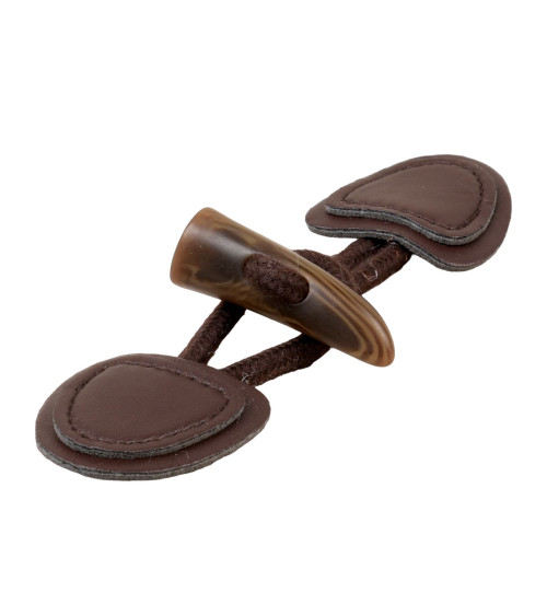 Set of 6 faux leather frogs 155mm brown