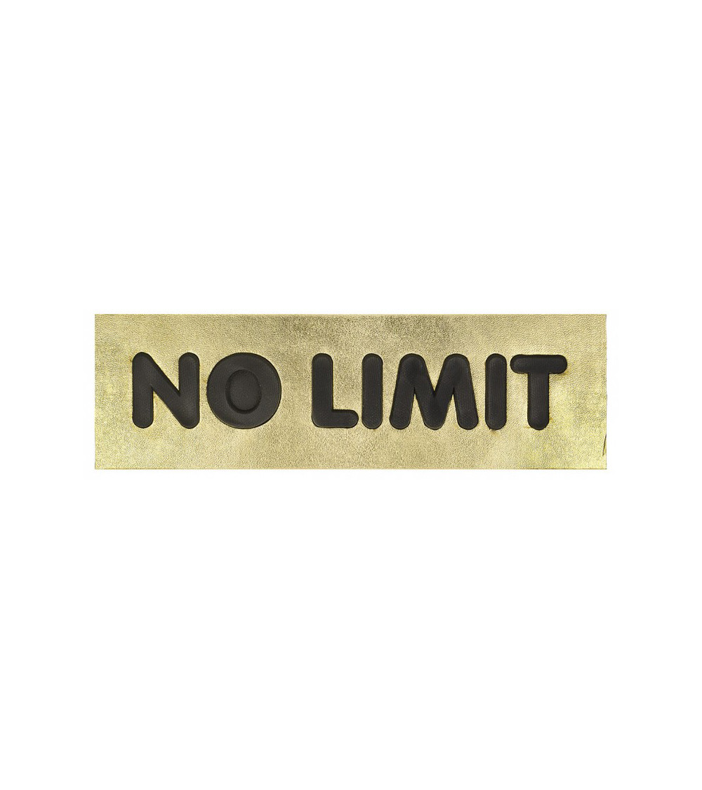 NO LIMIT large gold print iron-on badge