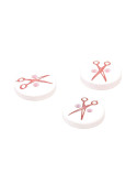 Lot de 6 boutons ronds ciseaux résine 11mm rouge